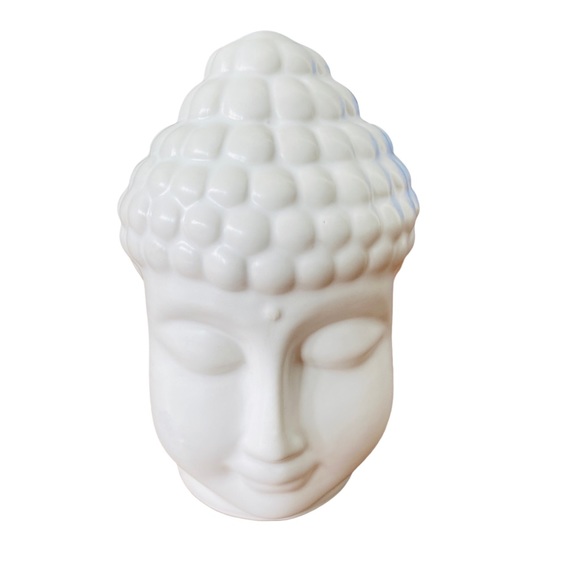 NEW Set of 2 Small White Buddha Head Ceramic Statues - Picture 5 of 11